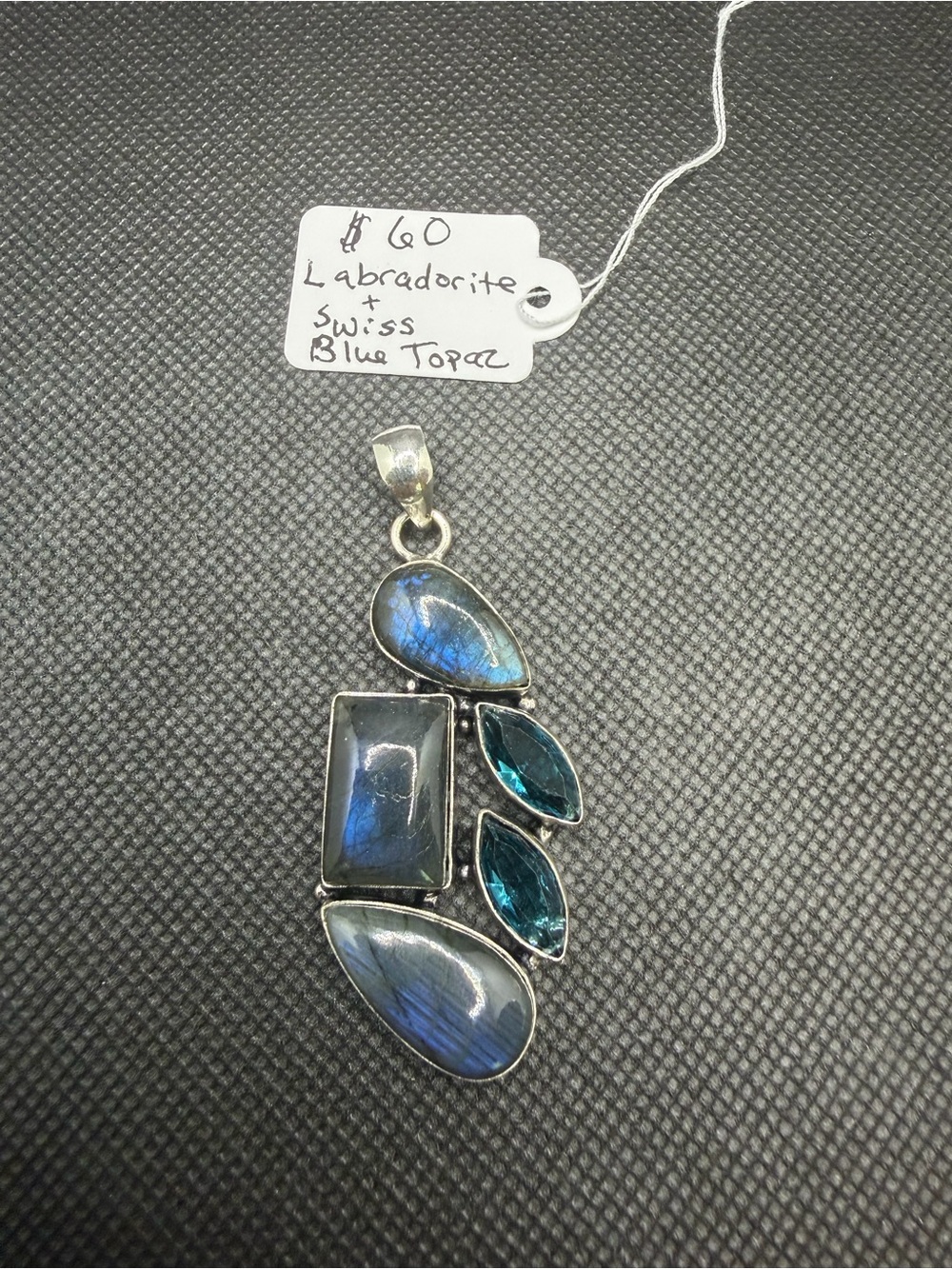 Labradorite and Swiss Blue Topaz 925 Silver Pendant - Blue